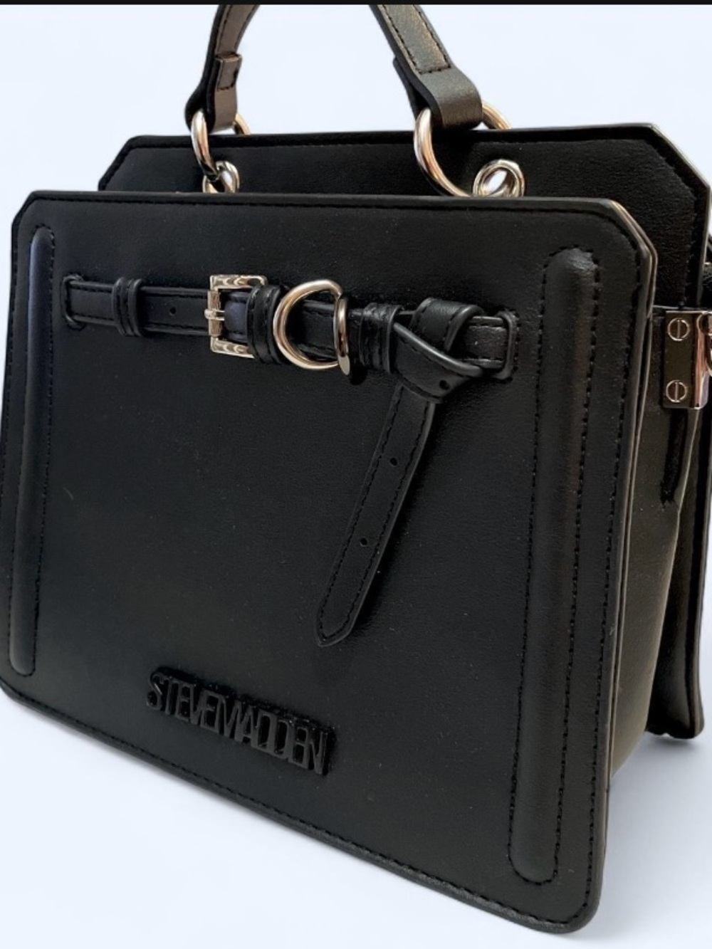 Black  Leather Steve Madden Purse, Perfect Condition w/ Multiple Strap Choices